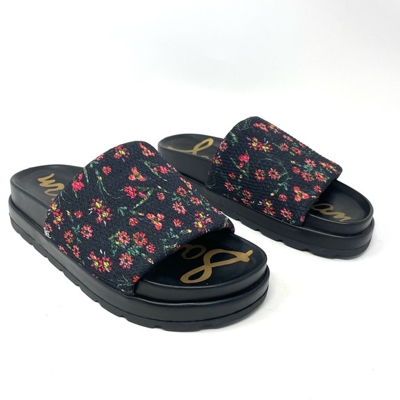 Sam Edelman Shaye Floral Faux Leather Slip On Flatform Sandals Size 10 - Picture 2 of 9